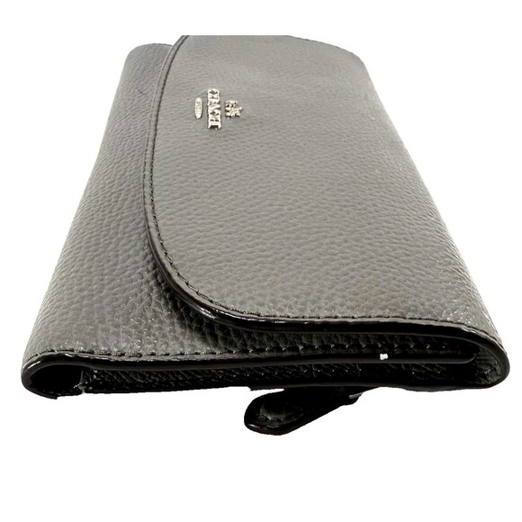 Coach Pebbled Gray Leather Slim Envelope Wallet Clutch snap closure - Picture 4 of 14